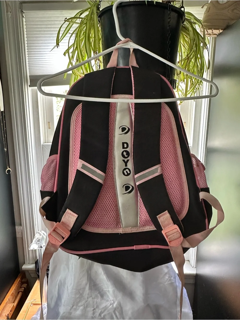 Black Backpack with Pink Trim & Cute Cat Face